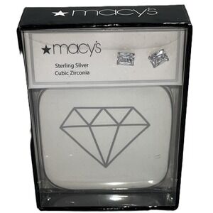 Giani Bernini Cubic Zirconia Solitaire Stud Earrings Sterling Silver NWB